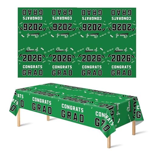 OHOME Graduation Decorations Class of 2026 - Graduation Party Decorations - Plastic Green Tablecloth for Class of 2026 - Party Favors Supplies Banner Backdrop,2 Pack - Image 1