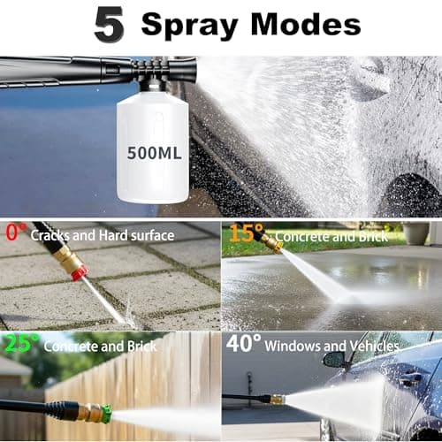 2026 Upgrade Pressure Power Washer 4800PSI w/4 Quick Connect Nozzles, Inlet Hose & Filter&500ML Soap Tank, High Cleaning Machine for Cars/Fences/Driveways/Patios/Home Cleaning,Red - Thumbnail 3