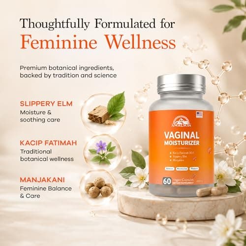 ANGELYCIA Natural Probiotic Vaginal Moisturizer Pills for Women – Slippery Elm Feminine Care Supplement for Vaginal Moisture, Dryness Relief & Healthy pH Balance Support - Thumbnail 6