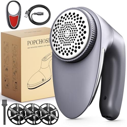 POPCHOSE Fabric Shaver for Clothing, Electric Lint Remover Sweater Shaver to Remove Pilling, Depiller for Clothes, Furniture, Couch, Fuzz with 6-Leaf Blades Extra, Electrostatic Brush - Image 1