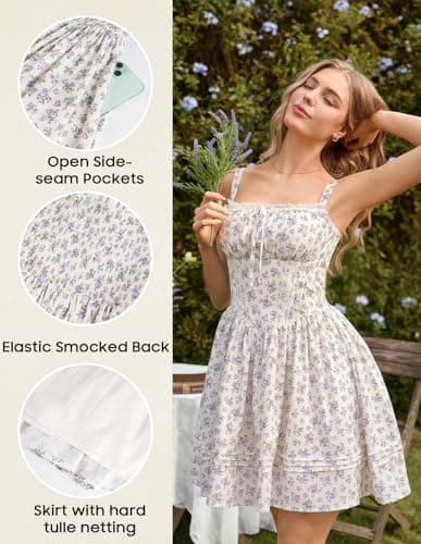 Scarlet Darkness Floral Corset Dress for Women 2026 Mini Milkmaid Dresses Summer Sundress Purple Graduation Dresses - Thumbnail 4