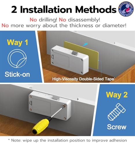 eLinkSmart Smart Cabinet Lock, Hidden No Drill Adhesive Magnetic Baby Proofing Child Proof Drawer Locks, Keyless RFID Bluetooth Cabinet Locks for Adults File Kitchen Cupboard Closet Liquor - White - Thumbnail 3