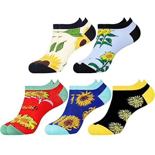 Jeasona Sunflower Gifts for Women Sunflower Ankle Socks for Women Funny Fun Cute (Multicolored Sunflower Gifts) - Image 1