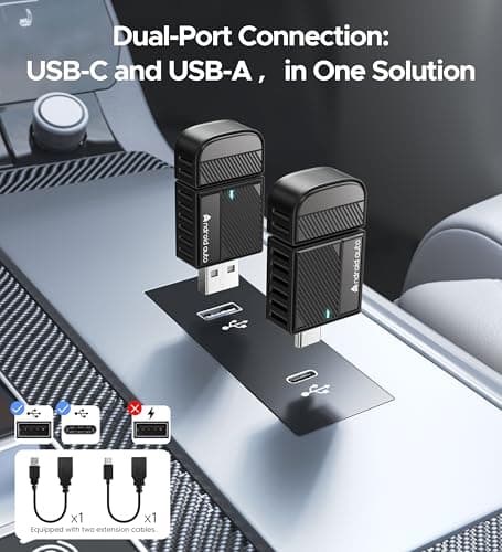 ByteWave Android Auto Wireless Adapter, 2025 NFC & Bluetooth 5.3 Convert Wired to Wireless Android Auto Car Dongle | No Latency, Dual-Band WiFi, USB-A/Type-C, Plug & Play, Mini | Fits for 2016+ Cars - Thumbnail 4