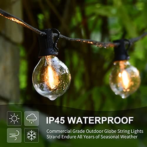Vocevos Outdoor String Lights 100FT LED Outside Patio Light Updated Waterproof Gazebo Lighting Shatterproof UL Listed G40 Globes 0.6W Efficient Connectable Decor Yard Café Exterior - Thumbnail 3