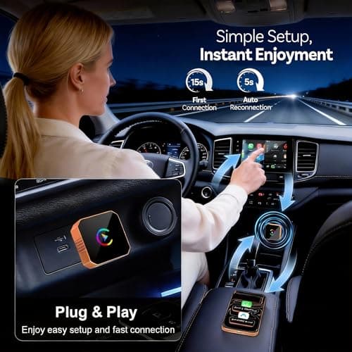 fintaps 2026 Mini Wireless CarPlay Adapter for iPhone,2-in-1 Wired to Wireless for Android&CarPlay Auto,Plug and Play Fast & Stable Connection,Zero Delay Car Play for iOS 10+, Android 11+ - Thumbnail 6