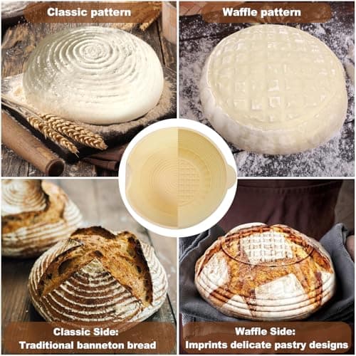 JibLumK 3Pcs Silicone banneton basket(Green),sourdough starter kit,silicone proofing baskets for sourdough bread baking.Folds Storage,Non-stick,Dishwasher Safe - Thumbnail 2