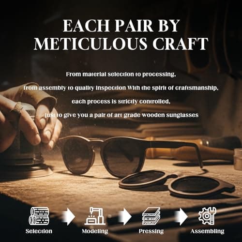 SUNGAIT Walnut Wood Sunglasses with Vegan Leather Case Thoughtful Gifts for Men Women Black Polarized Lens UV400 Protection(Black Oak Maple Frame/Black Lens) - Thumbnail 3