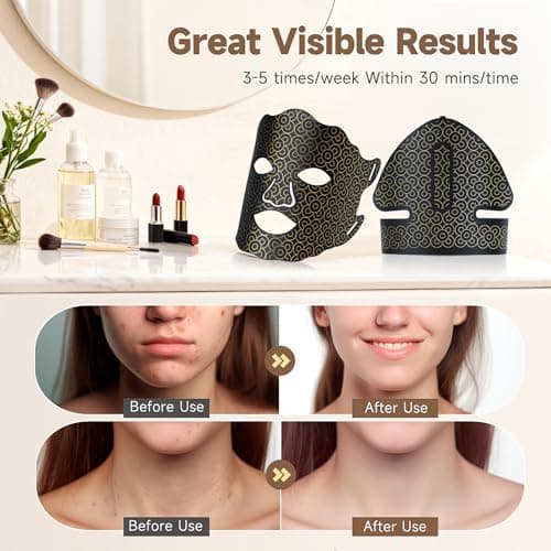 Yenjuty Red Light Therapy for Face & Neck, 7-Color LED Light Therapy Mask, 2600mAh Rechargeable Red Light Mask for Skin Care,With Adjustable Brightness & Timer, Suitable for Home or Travel Use - Thumbnail 2