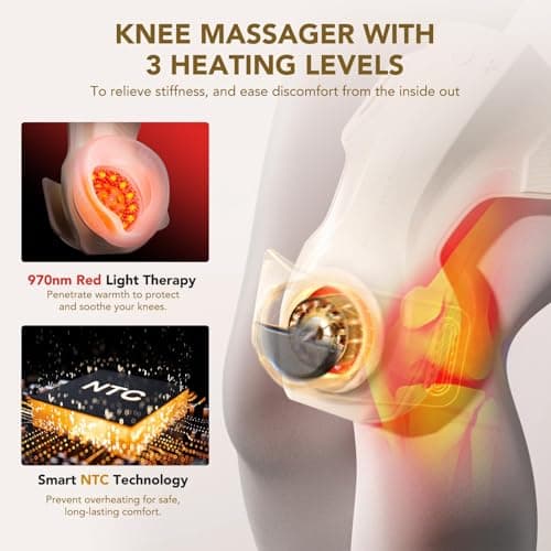 SKG Knee Massager with Heat for Pain Relief with Vibration for Joint Comfort, Cordless Heated Knee Brace with 5 Massage Modes and 3 Heating Levels, Perfect for Women Men Mom Dad, WS500 - Thumbnail 2