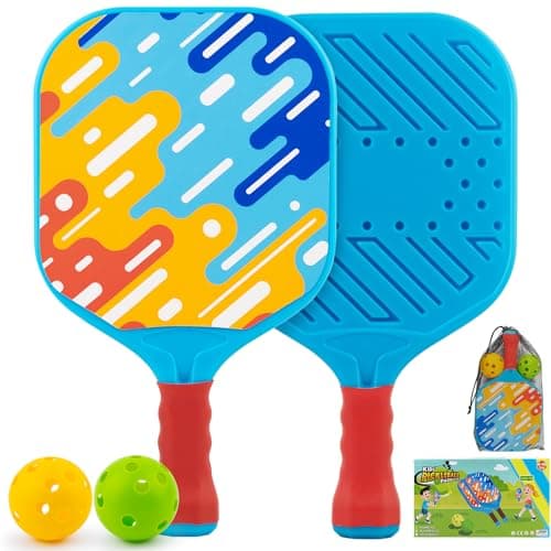 Kids Pickleball Paddles - Easter Gift Basket Stuffers Outdoor Beach Pool Yard Game Toy for Kid Ages 4 5 6 7 8 Year Old Boys & Girl, Ball Set of 2, Lightweight & Durable Grip for Small Hand, Beginner - Image 1