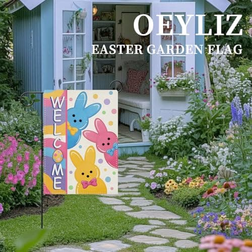Oeyliz Easter Garden Flag 12x18 Inch Welcome Bunny Easter Double Sided Outside Garden Flag Holiday Bunny Yard Porch Flag Decor Outdoor Flag - Thumbnail 6