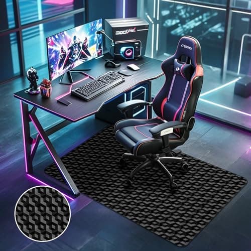 Office Chair Mat for Hardwood Floors, 48" x 36" Black 3D Pattern PVC Chair Mat, Heavy Duty Floor Protector for Rolling Chair, Easy Glide and Clean, Under Computer Desk Floor Mat for Home & Office Use - Image 1
