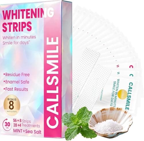 CALLSMILE Whitening Strips for Teeth Sensitive: 64 Strips Gentle Teeth Whitening Strips Enamel Safe Non-Slip Dry Strip Technology Residue Free Daily Oral Care, Mint