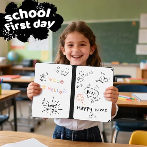 A5 Portable White Board Dry Erase, 8.4 x 6 inch Double Sided Folding Whiteboards with 2 Pens, Small Dry Erase Board Notebook for Study, Doodling, Meeting, Planning - Thumbnail 4
