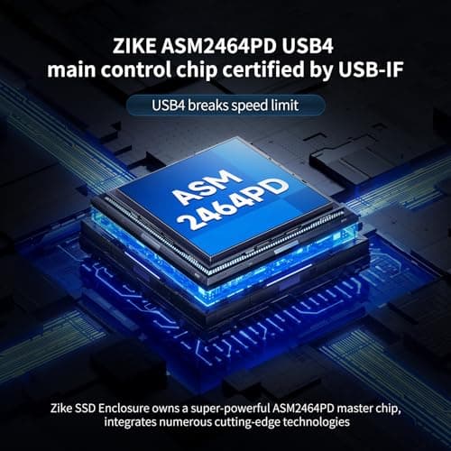 ZIKE ZikeDrive Z666 40Gbps M.2 NVMe SSD Enclosure USB 4.0 up to 3811MB/s Aluminum Case, Compatible with Thunderbolt 4 M.2 M-Key 2280, USB 4 USB 3.2 Gen2/Gen1 PCI-E Gen 4x4 Tool-Free Installation - Thumbnail 5