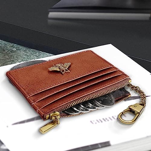 SEAVILIA Card Holder Keychain Wallet for Women with ID Window RFID Coin Purse Bee Gifts Slim Minimalist Small Wallet - Thumbnail 4
