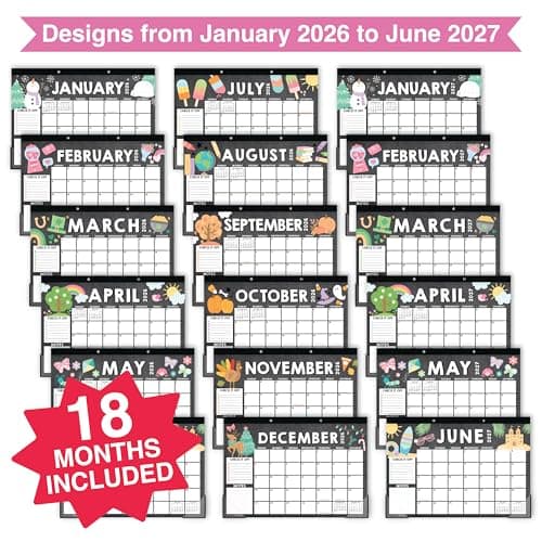 Hadley Designs Large Teacher Desk Calendar 2026-2027 - Desktop Calendar 2026, 18-Month Desk Calendars for Home, Office & Classroom, Cute Classroom Must Haves, Teacher Appreciation Gifts - Thumbnail 3