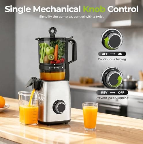 Havato Cold Press Juicer, 5.4" Extra Wide Feed Chute Juicer Machines for Whole Vegetables & Fruits, 98% High Juice Yield, Easy Clean & Install, Compact Slow Masticating Juicer with 300W, Grey - Thumbnail 5