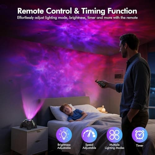 Rossetta Dual Lens Galaxy Projector, Star Projector for Bedroom with 58 Light Effects, Night Light Projector with White Noise & Bluetooth Speaker, Remote Timer, Easter Room Decor Gift for Kids Adults - Thumbnail 5