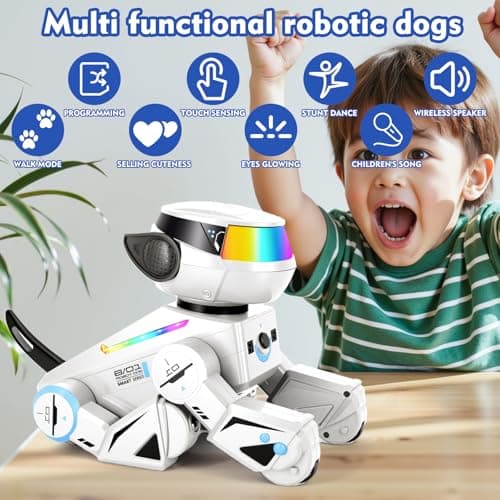 Blorkbuy Smart Robot Dog for Kids,Interactive Robotic Puppy,Touch Sensor,Programmable Actions, Dancing &Singing, LED Eyes, Rechargeable Battery, Gift for Boys & Girls Ages 6-12 (White) - Thumbnail 2
