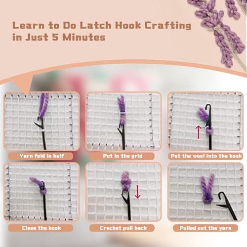 Miaceito Pre-Printed Love Latch Hook Pillow Kits for Adults Beginners, DIY Latch Hook Kits Includes Wooden Hook to Make 17x17 Inch Home furnishings Sofa Decoration - Thumbnail 6