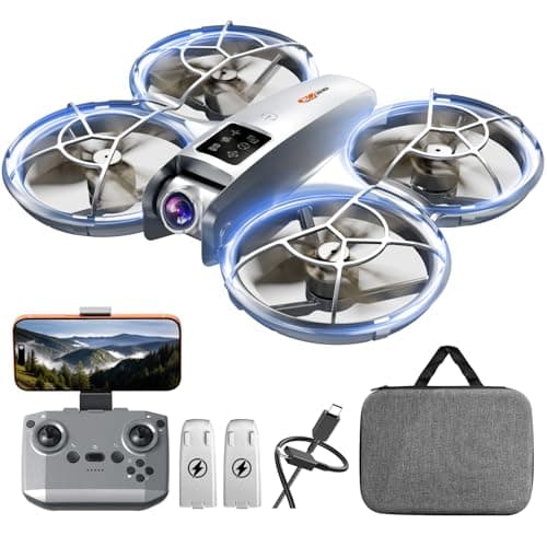 Drone with Camera - RC Quadcopter for Kids & Adults Beginners, with One Key Takeoff/Landing, Altitude Hold, Headless Mode, 3D Flip & Trajectory Flight, 3-Speed Mode, 2 Rechargeable Batteries & Carrying Case, Gray - Image 1