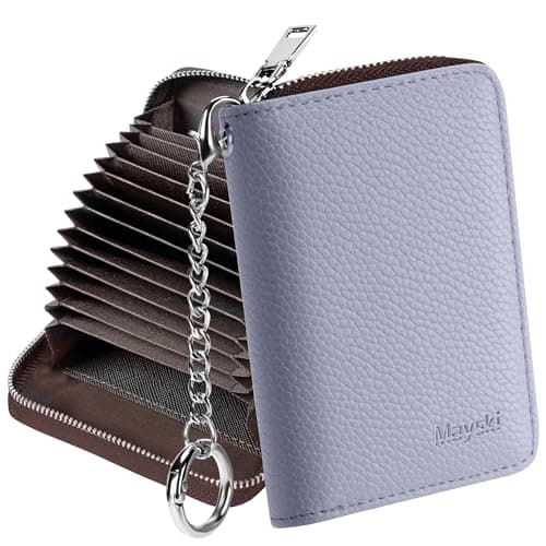 Mayski Credit Card Holder, Zipper Credit Card Wallet for Women, Small Accordion Card Cases Holder, KeyChain Wallet, Business Card Holder, Canel Blue - Image 1