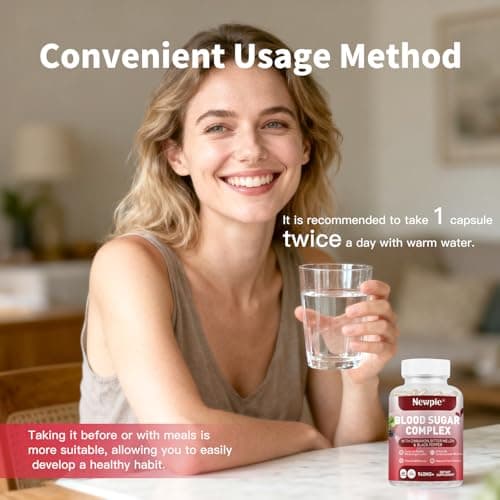 Blood Sugar Complex Supplement – Supports Healthy Blood Sugar in Normal Range, Natural with 20 Active Ingredients Including Cinnamon, Bitter Melon, Fenugreek Seeds & Vitamins, Non-GMO, 60 Capsules - Thumbnail 5