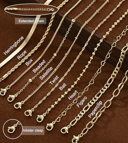 10 Pcs Gold Bracelets Set for Women, 14K Gold Plated Stackable Cuban Link Paperclip Chain Bracelet Pack, Dainty Gold Bracelets Stack Jewelry Gift (Gold-A 1) - Thumbnail 6