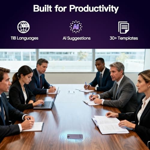 AI Voice Recorder, Note Voice Recorder with AI Transcribe & Summarize, APP Control, Support 118 Languages, 64GB Memory, Magnetic Case, Portable Audio Recorder for Call Lectures, International Meeting - Thumbnail 3