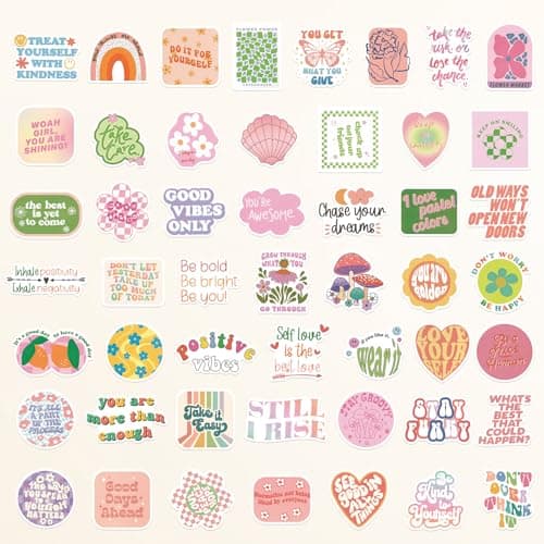 100 Inspirational Stickers Pack for Preppy Girls Women Kids Vinyl Waterproof Positive Aesthetic Stickers for Water Bottles, Laptop, Phone Pink Aesthetic Preppy Stuff, Things, Motivational Decals - Thumbnail 2