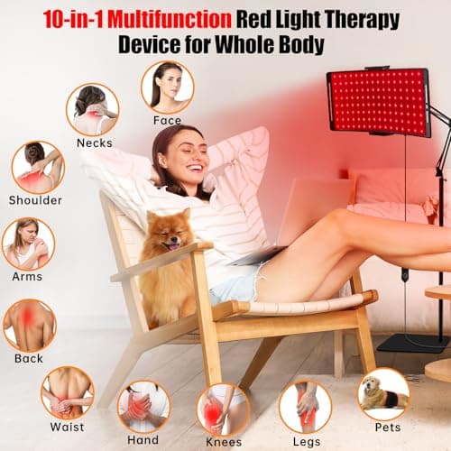 Red Light Therapy Lamp 10-in-1 with Stand & Belt, 660nm Red Light and 850nm Near Infrared, Face & Body Care Device for Skin & Muscle Recovery - Thumbnail 4