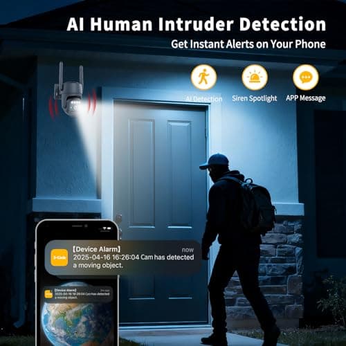 WY-LINK Solar Camera Outdoor Wireless, 360° Cameras for Home Security, Two-Way Talk, Auto Tracking, Light Alarm, Color Night Vision - Thumbnail 6