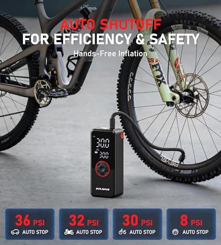 Tire Inflator Portable Air Compressor, 3X Fast Inflate Cordless Air Pump for Car Tires with LED Light, 150PSI Portable Electric Pump with Digital Pressure Gauge, for Bike Motorcycle Car Ball - Thumbnail 3