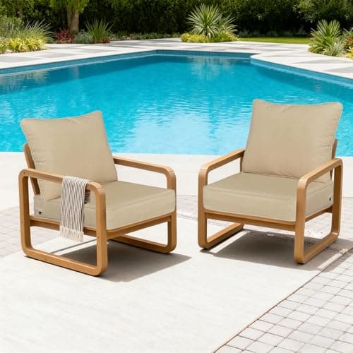 Localive 22x24 inch Outdoor Deep Seat Patio Cushions Set of 2,Water-Resistant Deep Seat Bottom Resilient Foam Filling with YKK Hidden Zipper for Patio Furniture,Beige - Thumbnail 3