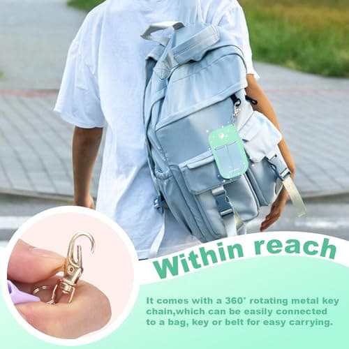 Palksky Silicone Case Compatible with Touchland Hand Sanitizer Spray (Fit for 1 FL OZ/30 mL Ver), Portable keychain(Glitter Sequin Green),Travel Size - Thumbnail 5