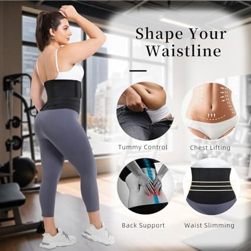 LoyMoo Waist Trainer for Women Plus Size 2025 Upgrade Adjust Stomach Bandage Wrap Waist Band Long Torso Tummy Wraps Belly Body Shaper Waist Trimmer Belt 14.7 FT Black - Thumbnail 5