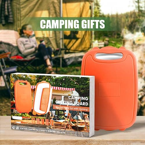 Camping Cutting Board, HI NINGER Collapsible Chopping Board with Colander, 9-In-1 Multi Kitchen Vegetable Washing Basket,Camping Gifts Accessories for RV Campers - Thumbnail 3