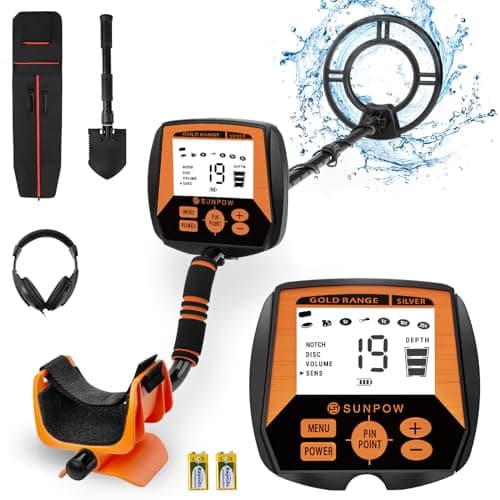SUNPOW Metal Detector for Adults-10'' IP68 Waterproof Search Coil with New Upgraded DSP Chip-5 Modes Gold Detector-Strong Anti-Interference-OTMD04 - Image 1