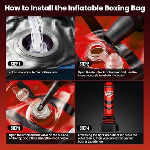 Freestanding Punching Bag for Adults Teens, 70'' Heavy Boxing Bag with Gloves and Pump, Women Men Stand Kickboxing Bags, Upgraded Big Base Boxing Equipment Set for Training MMA Fitness Home Gym (red) - Thumbnail 3