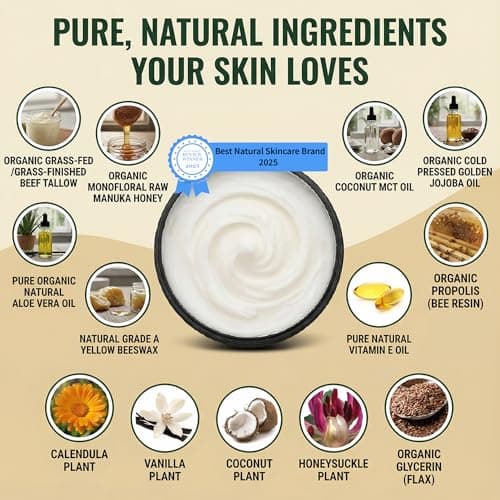 Lord's Love Butter Natural Organic Tallow and Honey Balm That Actually Absorbs - Organic Grass Fed Beef Tallow Face Moisturizer for Dry Aging Skin - Restores What Synthetic Lotions Strip Away - Thumbnail 2