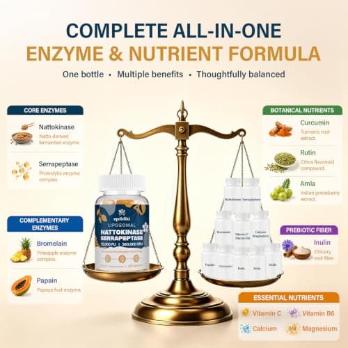 Marafiki Liposomal Nattokinase Supplement 12,000 FU with Serrapeptase 360,000 SPU, Multi Enzyme Complex with Vitamins, Minerals & Inulin for Circulation & Flow - 60 Veggie Capsules - Thumbnail 3