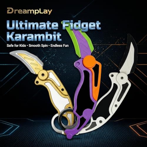 Fidget Claw Toy with Soft Silicone Blade, Plastic Karambit Practice Toy for Finger Spinning, 3D Printed Style Folding Pocket Spinner for Teens and Adults (Purple) - Thumbnail 3