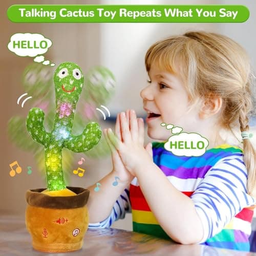 Emoin Dancing Talking Cactus Toy, Cactus Baby Toy Singing Children's Song, Mimicking Recording Repeating What You Say, Educational Interactive Baby Boys Girls Toys (Volume Adjustment) - Thumbnail 4