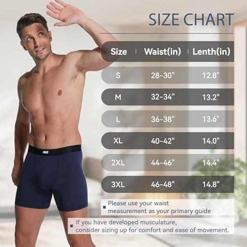 Nullktie Men's Boxer Briefs 5" Inseam, Ultra Soft Modal Underwear Moisture Wicking Trunks for Men Multipack - Thumbnail 6
