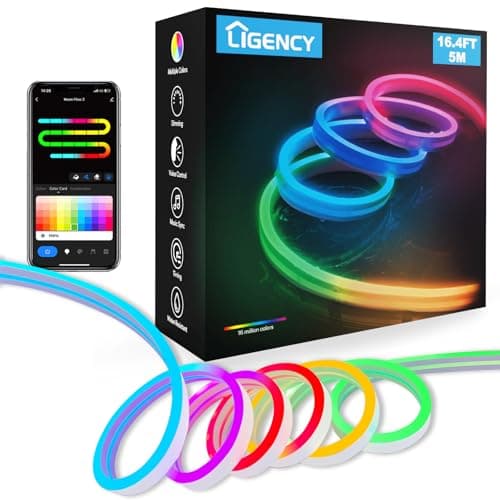 Smart Neon Rope Light, Waterproof Color Changing Flexible Silicone Led Strip Lights Compatible with Alexa Google Assistant - Image 1