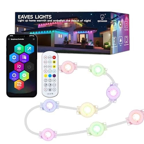 Color Changing Permanent Outdoor Lights, RGB+IC Smart Eaves Lights Music Sync Multi Scene Modes, 50ft DIY Lighting for House Roof, IP67 Waterproof, 16 Million Colors, Christmas, Halloween Decor - Image 1