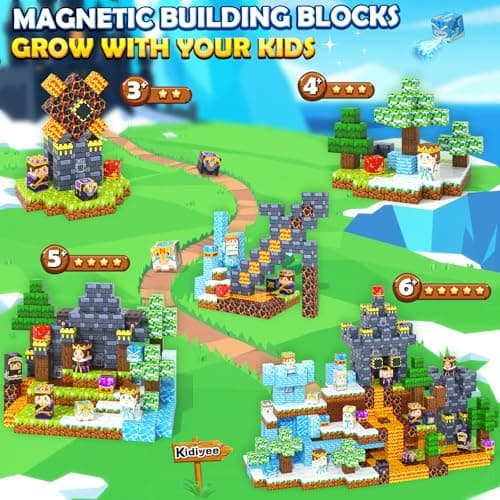 144PCS Magnetic Blocks - Mine Magnet World Chess Set, Magnetic Building Toys Games for Kids Ages 5-7 6-8 8-12, Magnet Blocks Kids Toddler Toys, Ideal Gifts for Boys & Girls Ages 3+ - Thumbnail 2