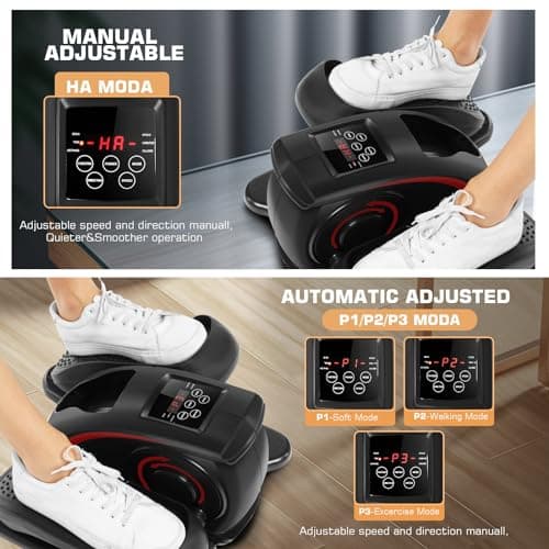 ANCHEER Under Desk Elliptical Machine, Electric Seated Pedal Exerciser, Mini Elliptical Machines, LCD Display Monitor, Portable Quiet Elliptical Machine, Leg Exerciser for Home (Dark Black) - Thumbnail 5